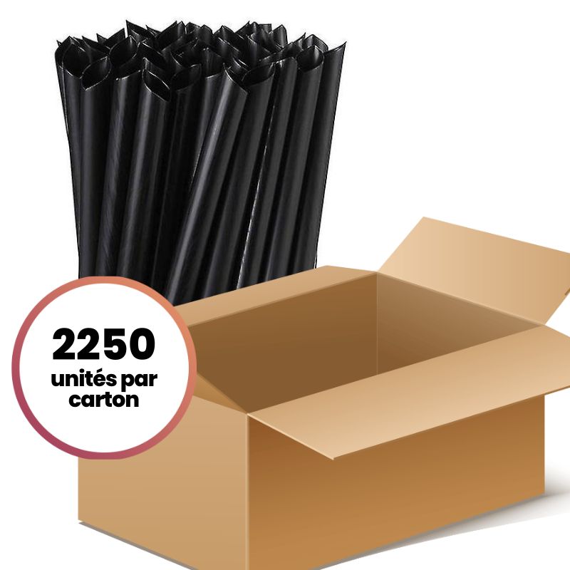 Pailles pour Bubble Tea XXL noires en plastique